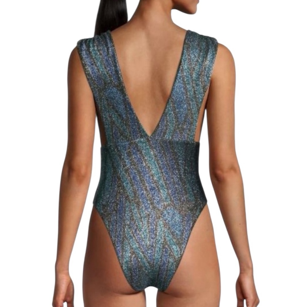 NWT Ramy Brook Printed Shimmery Paradise Sparkle Viona One-Piece Swimsuit Medium - Picture 2 of 10